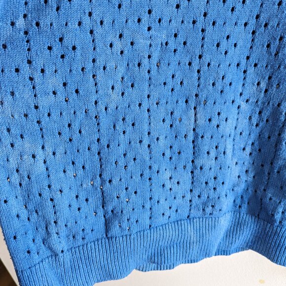 Tie-dyed blue vintage pointelle sweater - Point Sur 2X - Picture 4 of 7